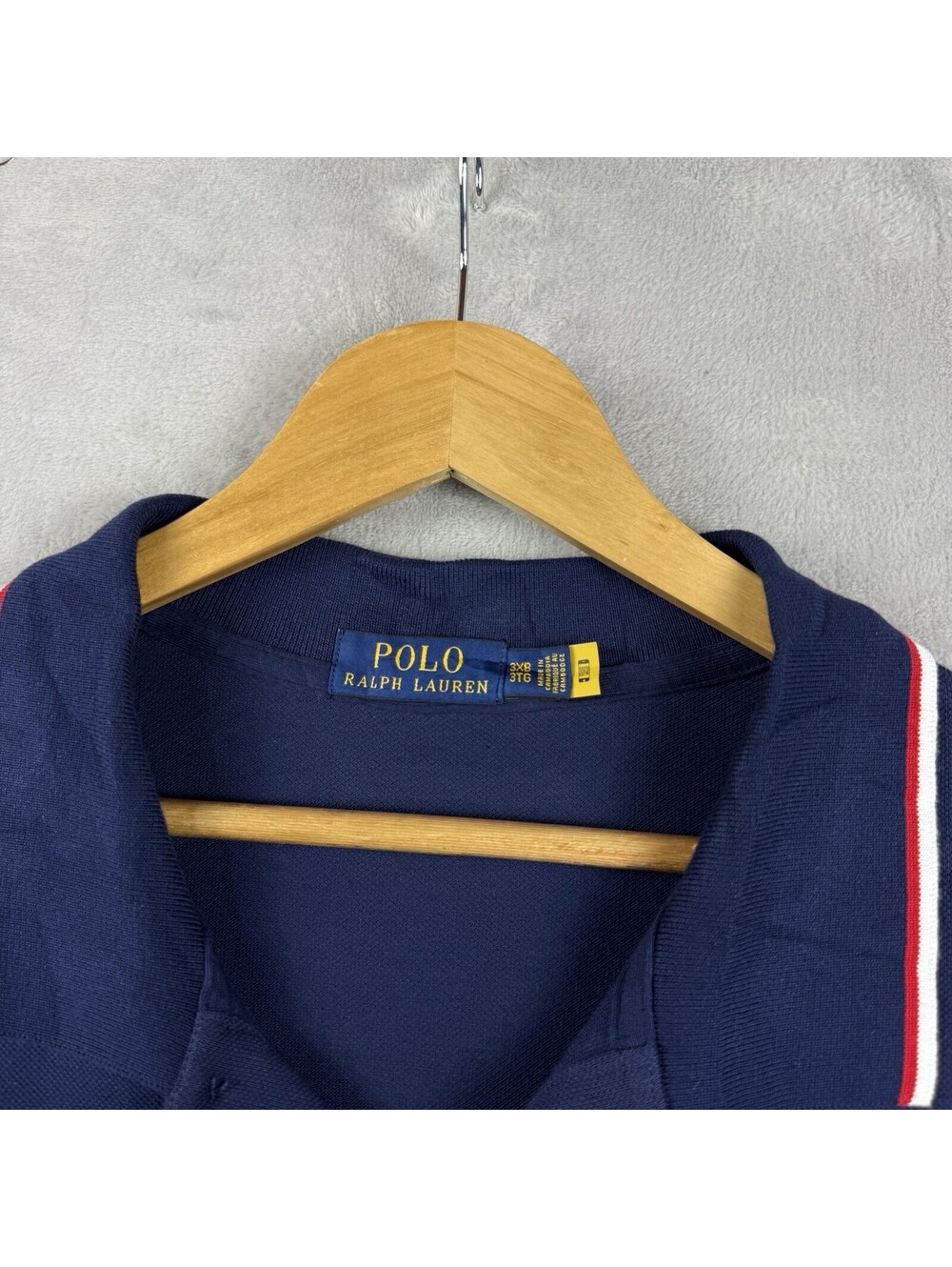 Polo Ralph Lauren Men’s 3XB Navy Blue Polo Shirt Red Pony Tipped Collar Big Tall - Picture 4 of 9